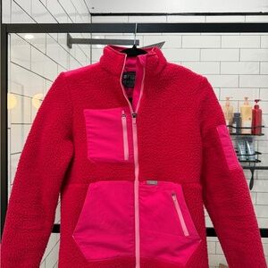 Figs on Sherpa Shocking Pink Fleece Jacket
